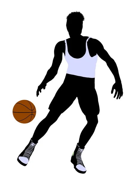 Silhouette de joueur de basket-ball masculin — Photo