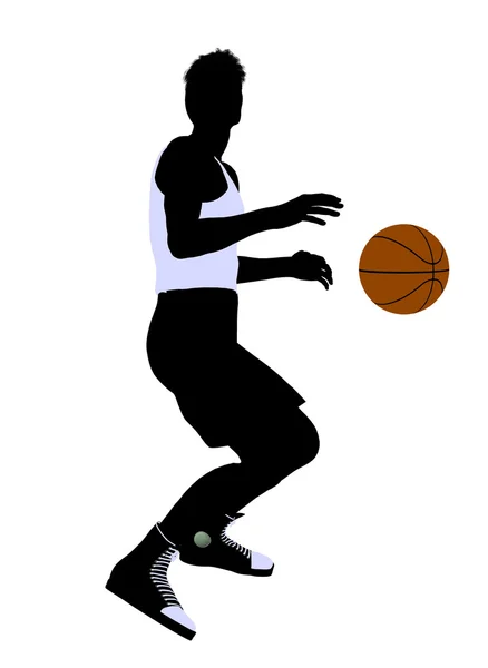 Silueta de ilustración de jugador de baloncesto masculino —  Fotos de Stock