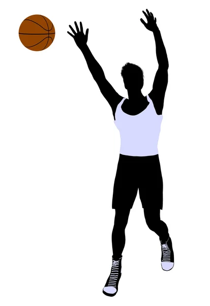 男子バスケット ボール選手の図のシルエット — ストック写真