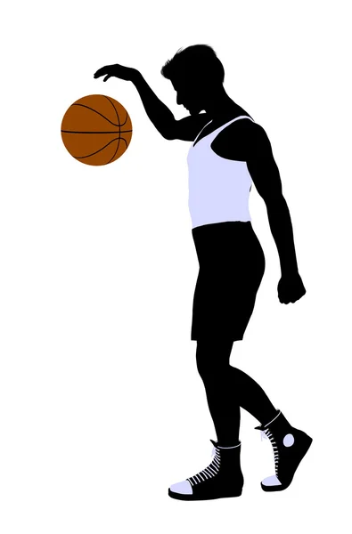 Silhouette de joueur de basket-ball masculin — Photo