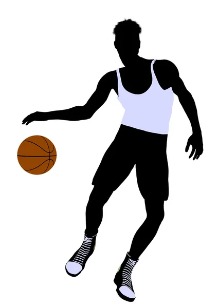 Чоловічий баскетболіст ілюстрація силует — стокове фото