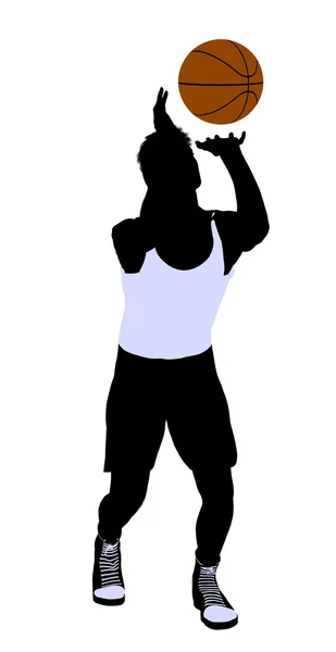 ผู้เล่นบาสเกตบอลชาย ภาพเงา — ภาพถ่ายสต็อก