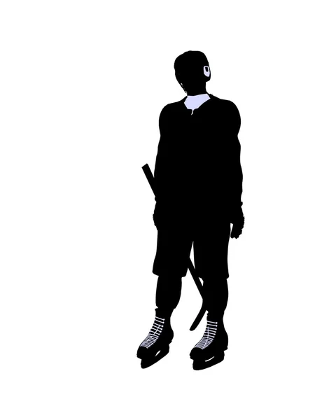 Erkek hokey illüstrasyon siluet — Stok fotoğraf