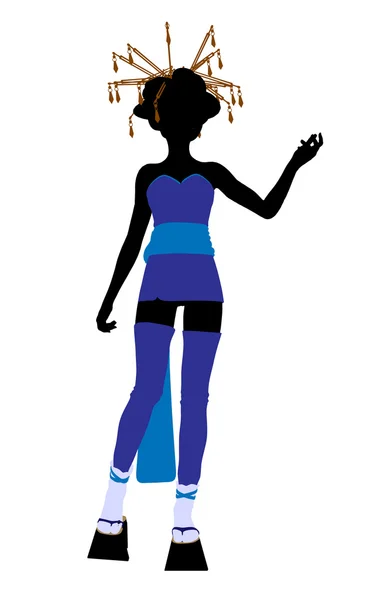 Gejša dívka ilustrace silhouette — Stock fotografie