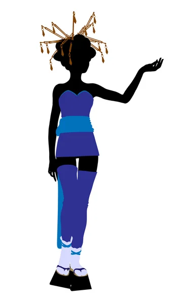 Gejša dívka ilustrace silhouette — Stock fotografie