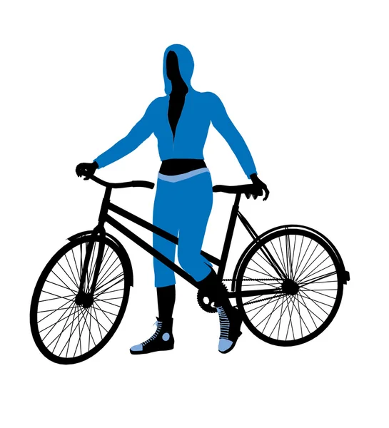 Жіночий велосипедний вершник ілюстрація силует — стокове фото
