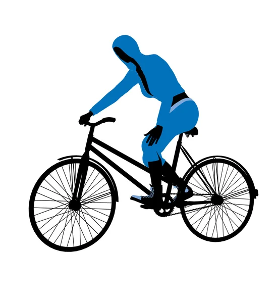 Sylwetka ilustracja jeździec kobiece rowerów — Zdjęcie stockowe