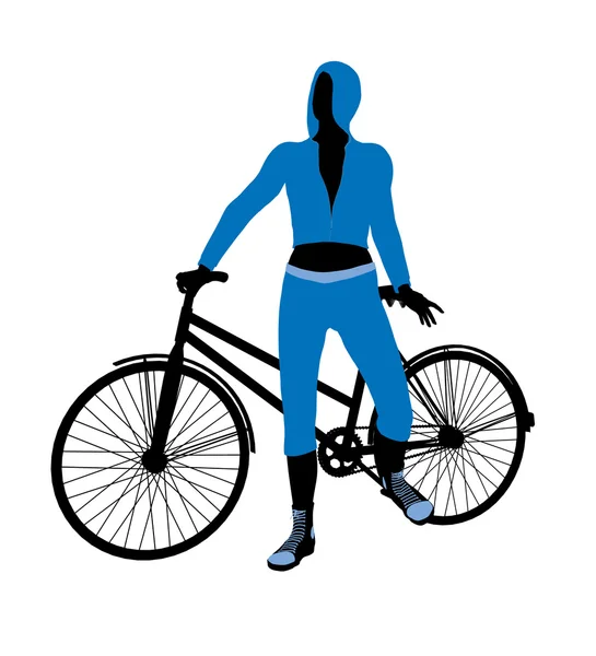 Жіночий велосипедний вершник ілюстрація силует — стокове фото