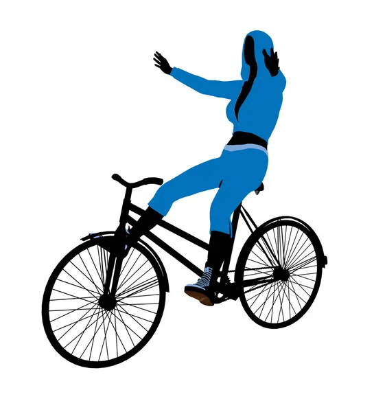 Feminino bicicleta cavaleiro ilustração silhueta — Fotografia de Stock