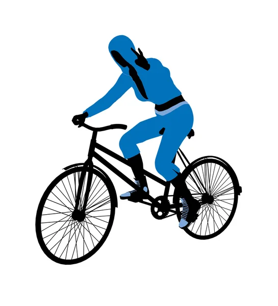 Radfahrerin illustriert Silhouette — Stockfoto