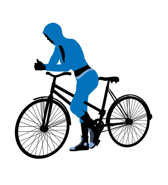 Sylwetka ilustracja jeździec kobiece rowerów — Zdjęcie stockowe
