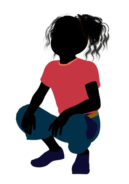 Afro-Amerikan kız illüstrasyon siluet — Stok fotoğraf