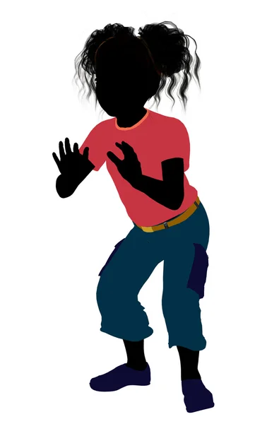Afro-americano menina ilustração silhueta — Fotografia de Stock
