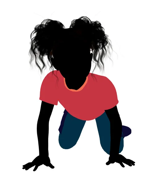 Afrikanische amerikanische Mädchen Illustration Silhouette — Stockfoto