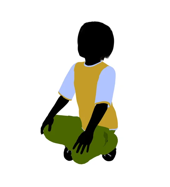 Kavkazská chlapec ilustrace silhouette — Stock fotografie