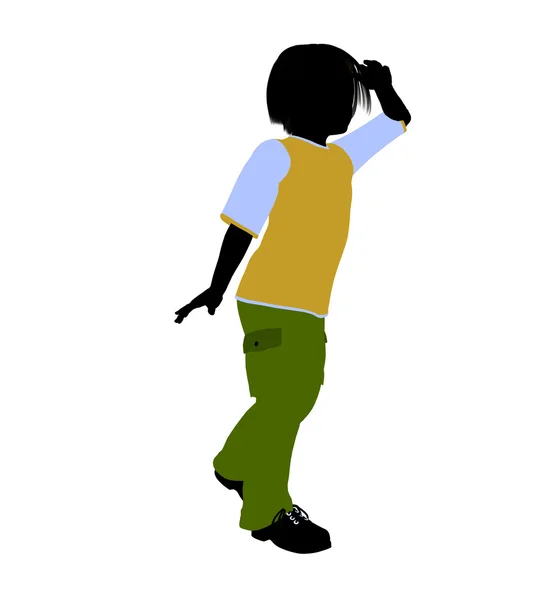 Caucasian Boy Illustration Silhouette — Stock Photo, Image