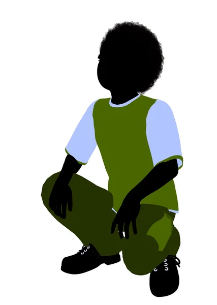 Afro-Amerikaanse jongen illustratie silhouet — Stockfoto