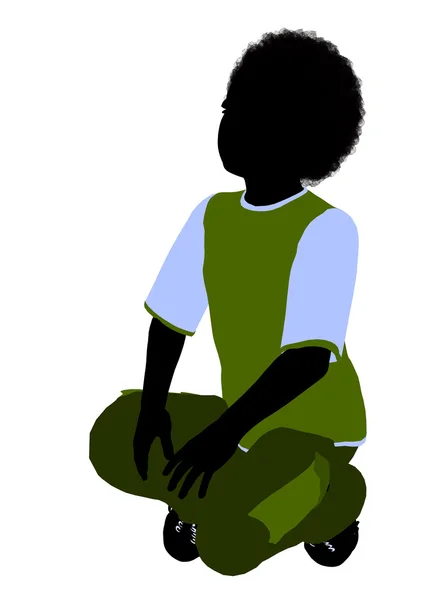 Afryki amerykański chłopiec ilustracja sylwetka — Zdjęcie stockowe