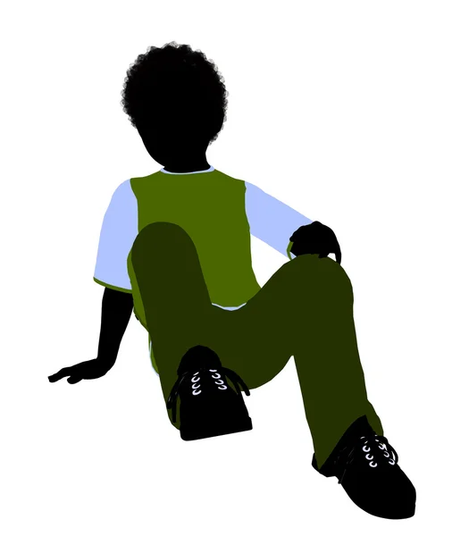 Afro-americano menino ilustração silhueta — Fotografia de Stock
