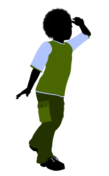 Αφρικανική αμερικανική αγόρι εικονογράφηση σιλουέτα — Φωτογραφία Αρχείου