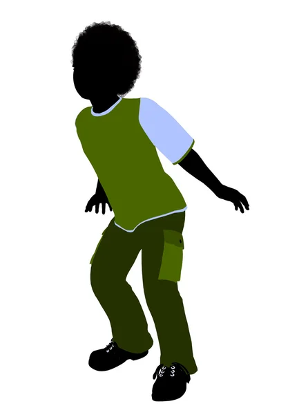 Afro-americano menino ilustração silhueta — Fotografia de Stock