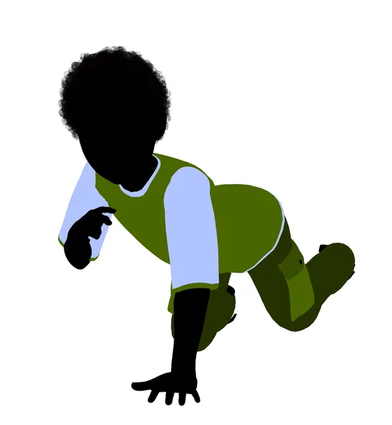 非洲裔美国男孩插画剪影 — 图库照片