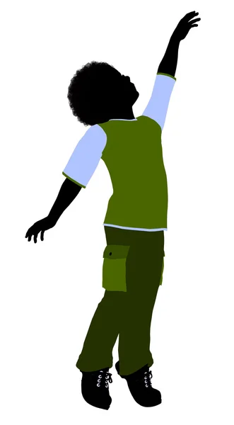 非洲裔美国男孩插画剪影 — 图库照片