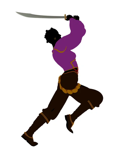 Afro-Amerikaanse vrouwelijke piraat silhouet — Stockfoto