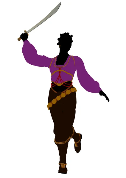 African American Female Pirate Silhouette — Stock Photo, Image