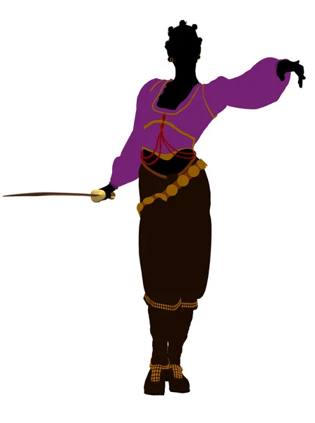 African American Female Pirate Silhouette — Stock Photo, Image