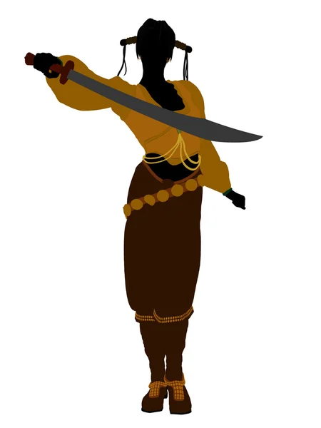 Vrouwelijke piraat silhouet — Stockfoto
