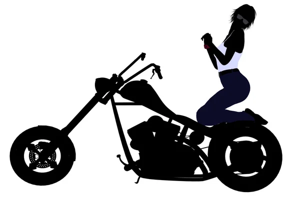 Silhouette motociclista femminile — Foto Stock