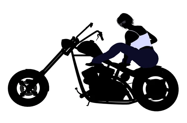 Kadın motorcu siluet — Stok fotoğraf