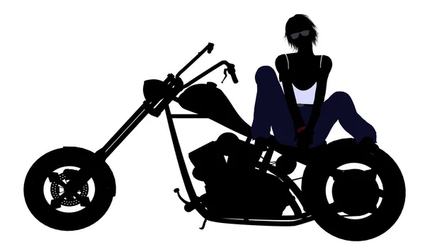 Kvinnliga biker siluett — Stockfoto