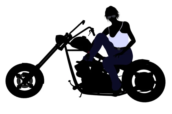 Kadın motorcu siluet — Stok fotoğraf