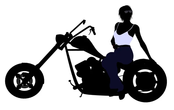 Silhueta de motociclista feminino — Fotografia de Stock