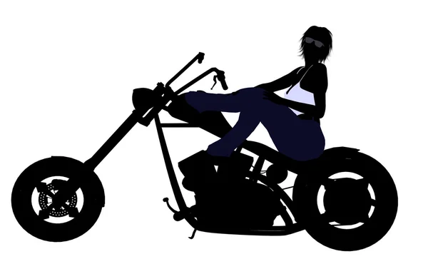 Vrouwelijke biker silhouet — Stockfoto