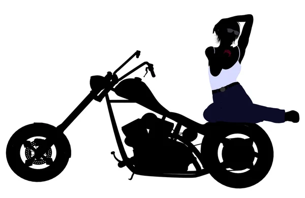 Silhueta de motociclista feminino — Fotografia de Stock
