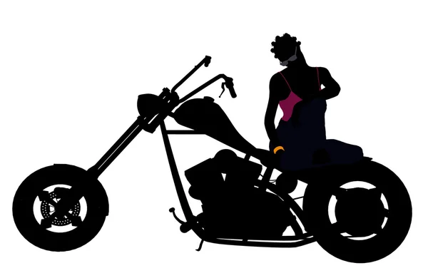 Afro-Amerikaanse vrouwelijke biker silhouet — Stockfoto