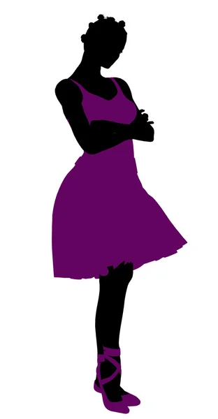 African American Female Ballerina Silhouette — Stock Photo, Image