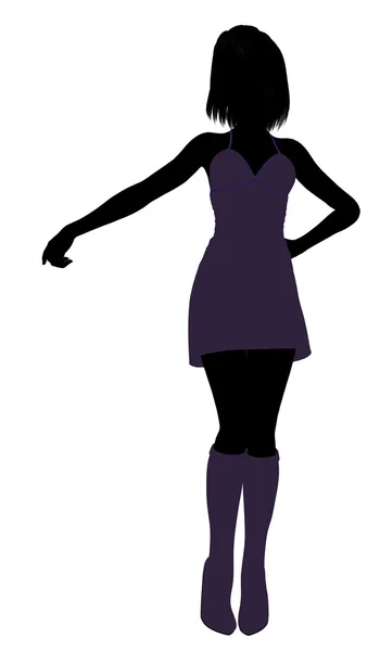 Menina na moda ilustração silhueta 2 — Fotografia de Stock