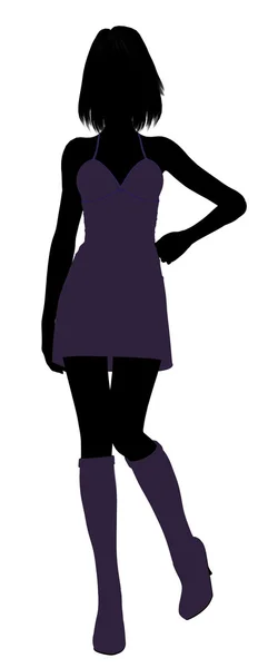 ファッショナブルな女の子イラスト silhouette2 — ストック写真