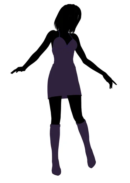 Modische Mädchen Illustration Silhouette 2 — Stockfoto