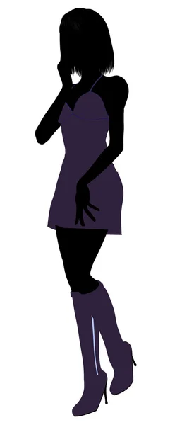 Modische Mädchen Illustration Silhouette 2 — Stockfoto
