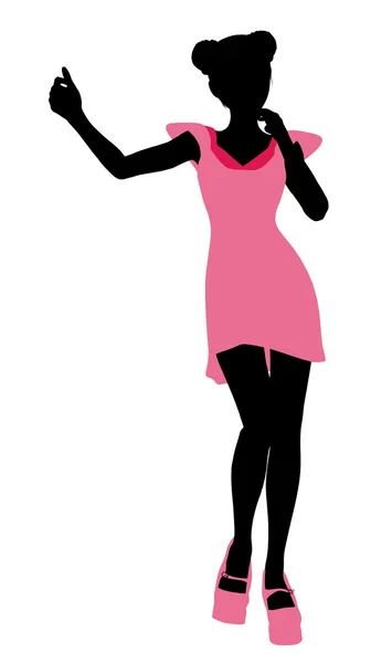 Modische Mädchen Illustration Silhouette 3 — Stockfoto