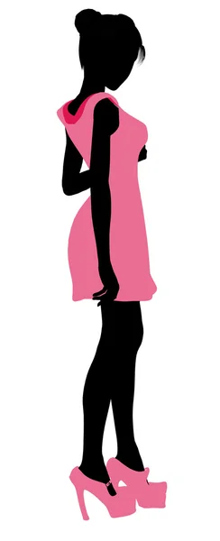 时尚女孩插画 silhouette3 — 图库照片