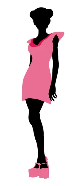 Fashionable Girl Illustration Silhouette3 — Stock Photo, Image