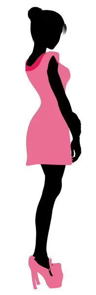 Modische Mädchen Illustration Silhouette 3 — Stockfoto