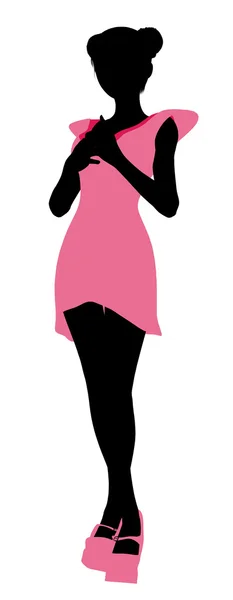 Modna dziewczynka ilustracja silhouette3 — Zdjęcie stockowe