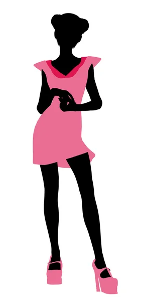 ファッショナブルな女の子イラスト silhouette3 — ストック写真